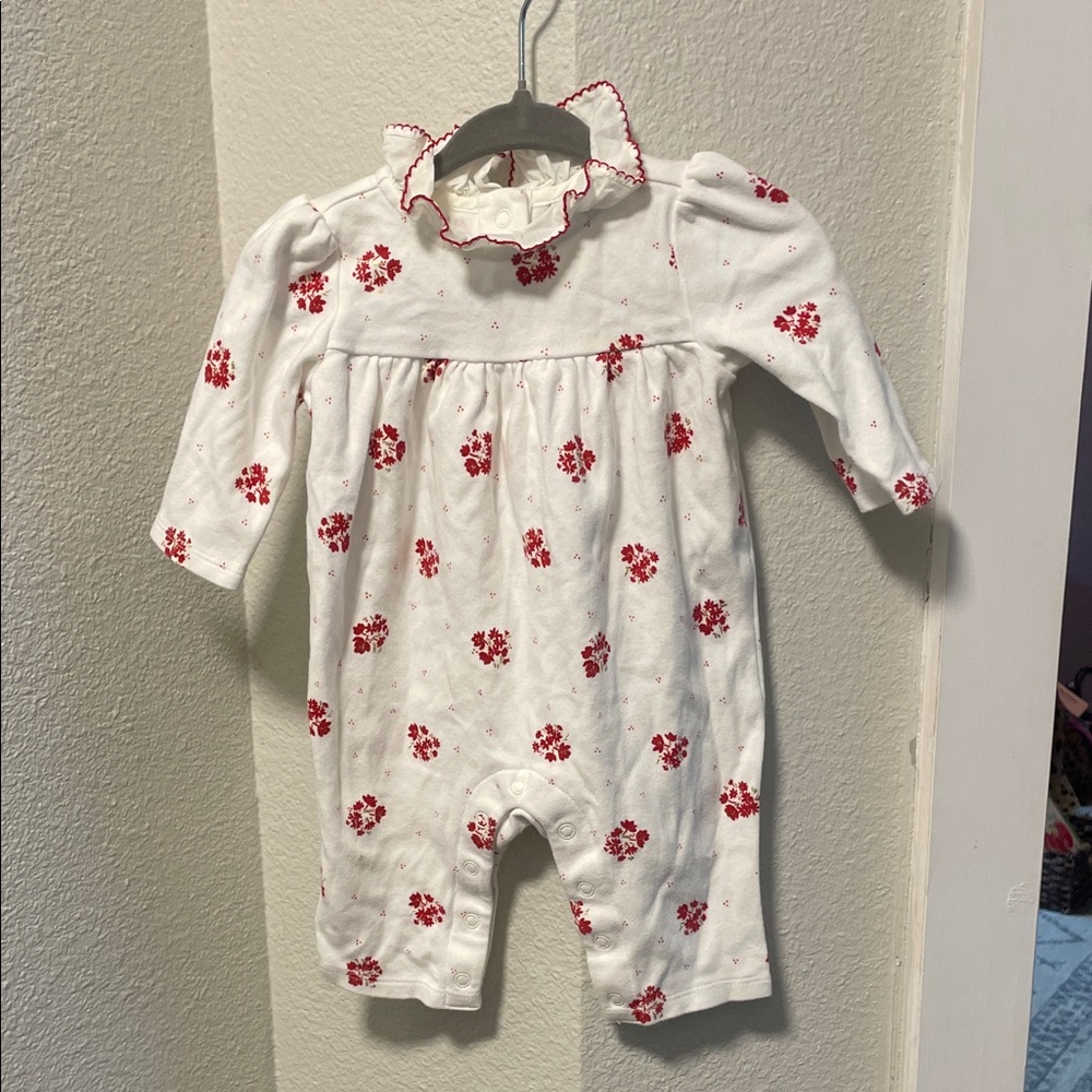 Janie and Jack White One-Piece with Red Floral Print